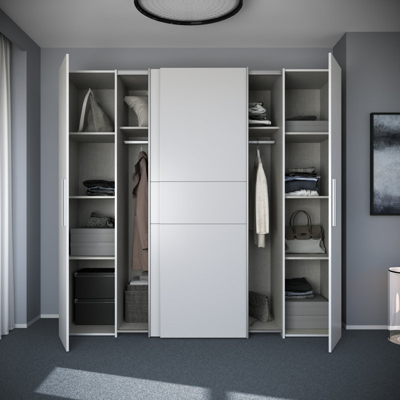 Koran 4 Door Manufactured Wood Wardrobe, Silver/White