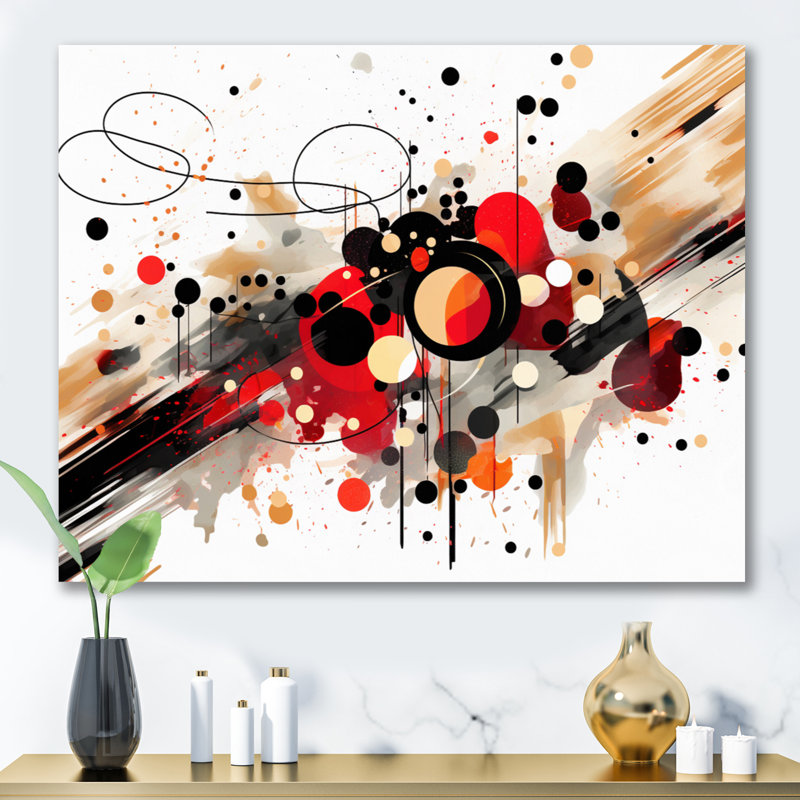 Red and Black Abstract Symphony I - Abstract Wall Art For Living Room, 12" H  x 20" W x 1" D, Wrapped Canvas