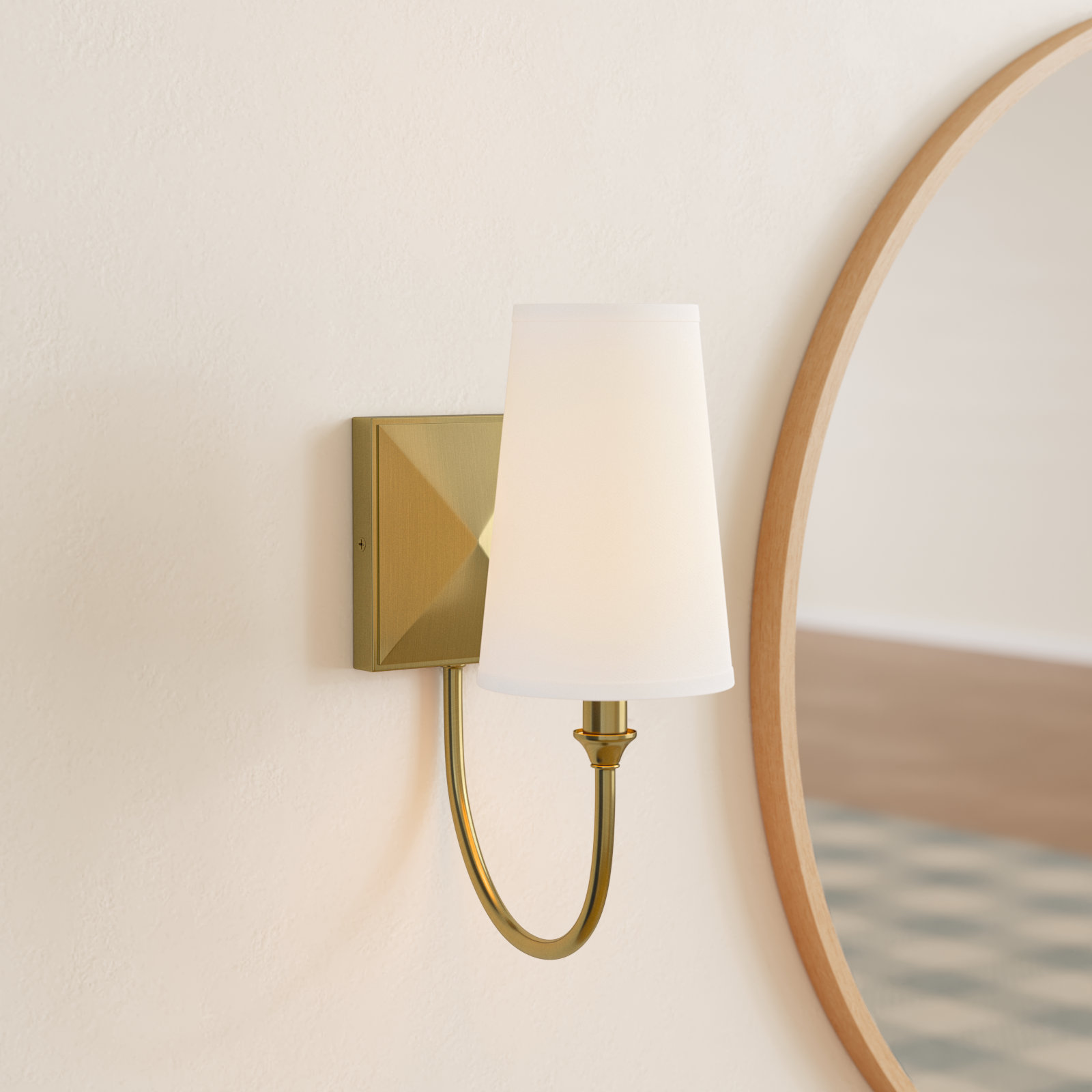 Alata Single Light Dimmable Armed Sconce, Warm Brass