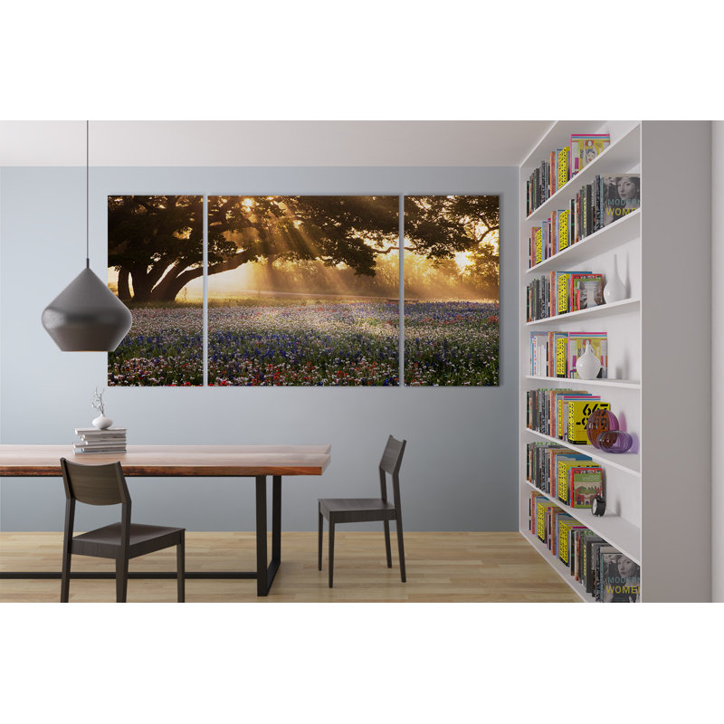 " Morning Meadow Sunrise " 3 - Pieces, 24" H x 48" W x 1.5" D