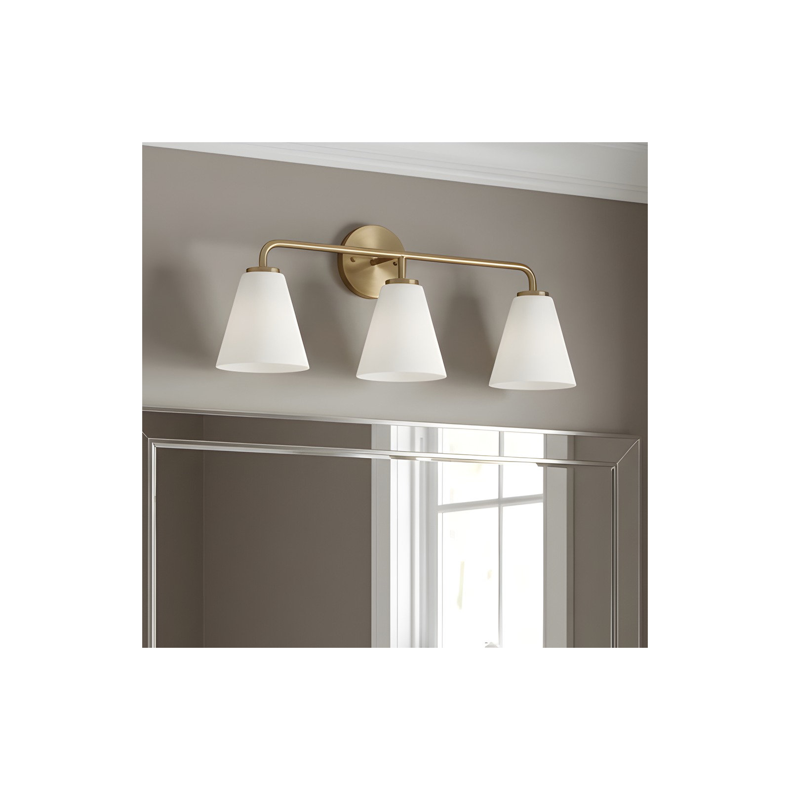Senda One Light Vanity, 3, Satin Brass, White