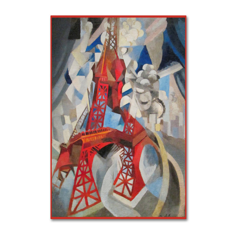 « red eiffel tour delaunay 1911 », reproduction d’impression sur toile tendue, H 32 po x l 22 po