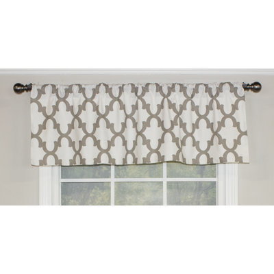 Cantonnière sur mesure en mélange de coton à motif géométrique de 52 po gris / taupe