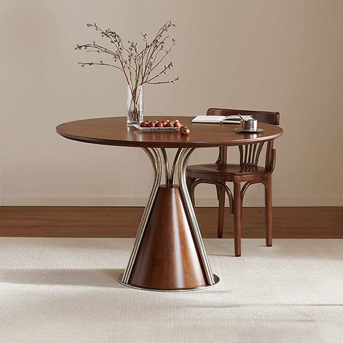Corrigan Studio® Nut-brown Round Solid Wood Dining table | Wayfair