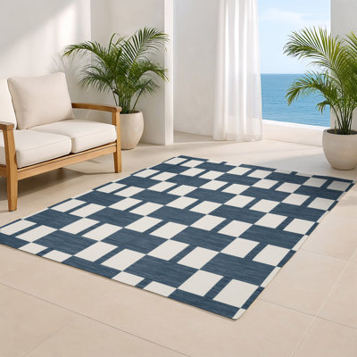 Tapis d'intérieur et d'extérieur à carreaux gris