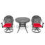 Cet ensemble de salle à manger en fonte d'aluminium toutes saisons comprend des chaises pivotantes et une table ronde avec cadre noir-39291521