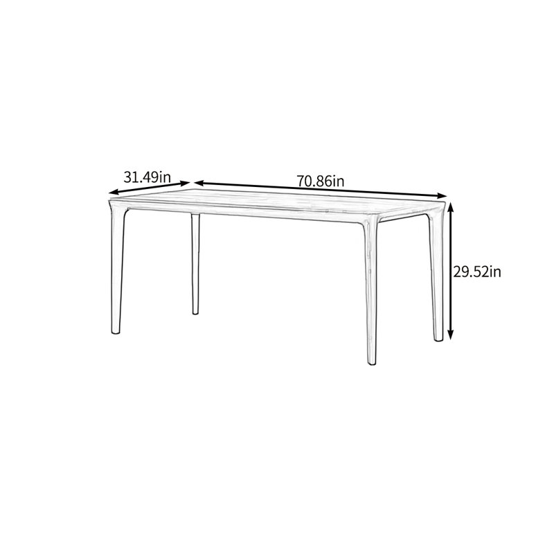La table de salle à manger rétro en noyer noir, H 29,52 po x L 70,86 po x l 31,49 po
