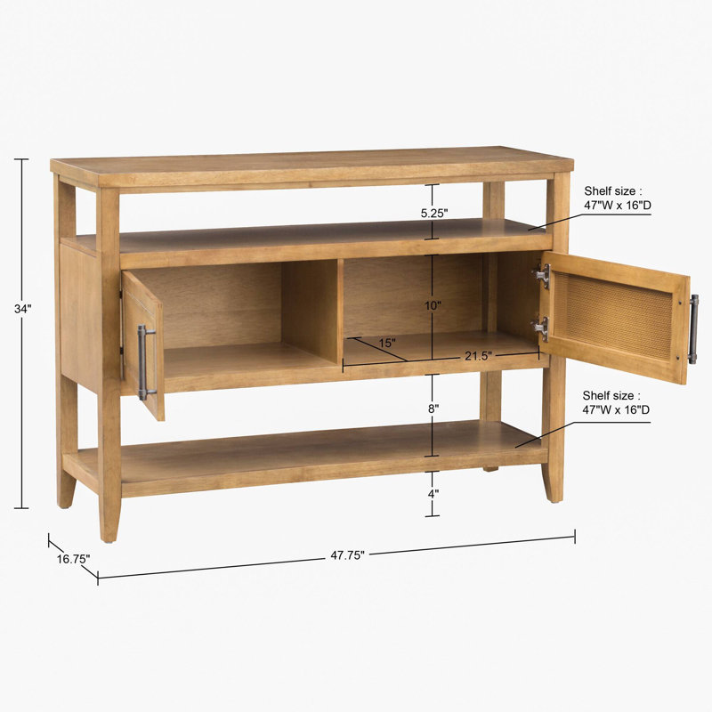 Naomi Honey Wood and Metal Storage Console Table