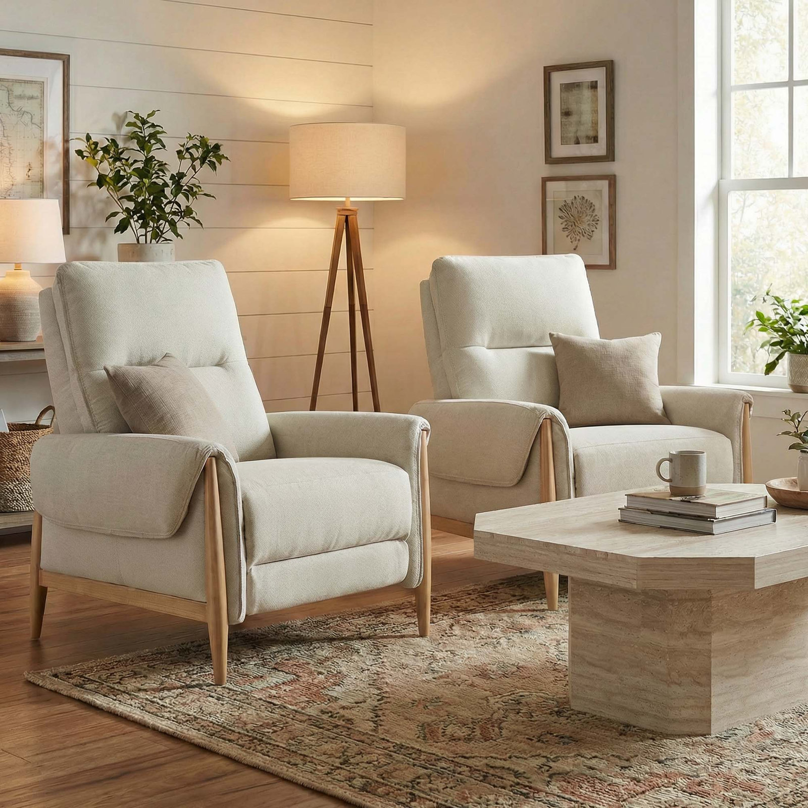 Michelle 36" Linen Manual Recliner, Effie Linen Linen