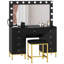 Ensemble de coiffeuse avec miroir lumineux, station de charge et tabouret Leisha-1187909645