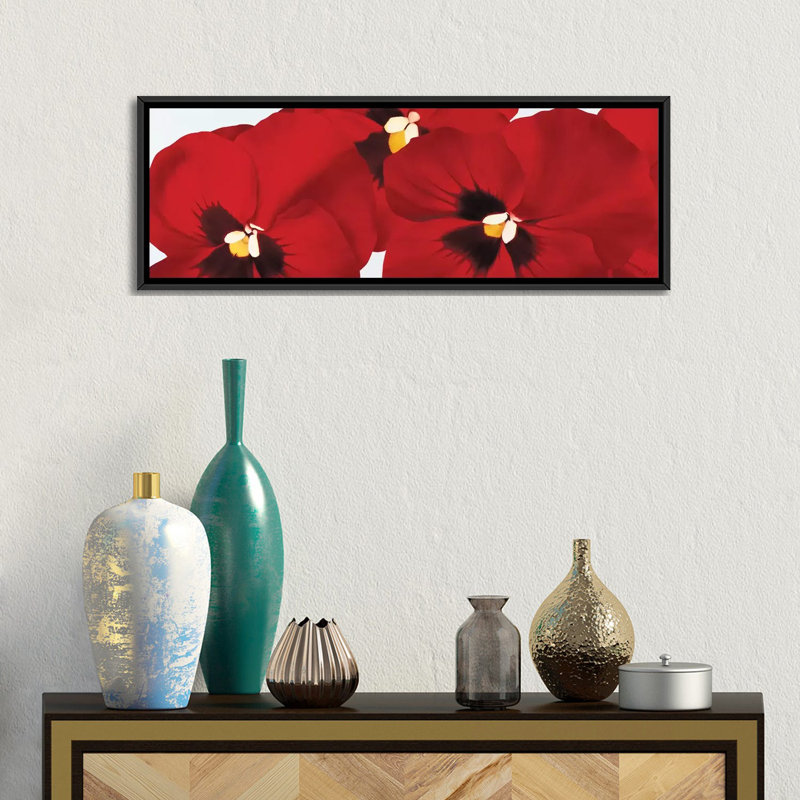 «Red I (Pansies)», impression sur toile, H 24 po x l 72 po x P 1,5 po, Cadre noir