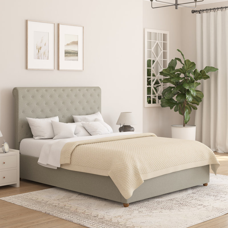 Upholstered Ottoman Storage Bed, Single (107 x 220 cm), Venice Linen Mink