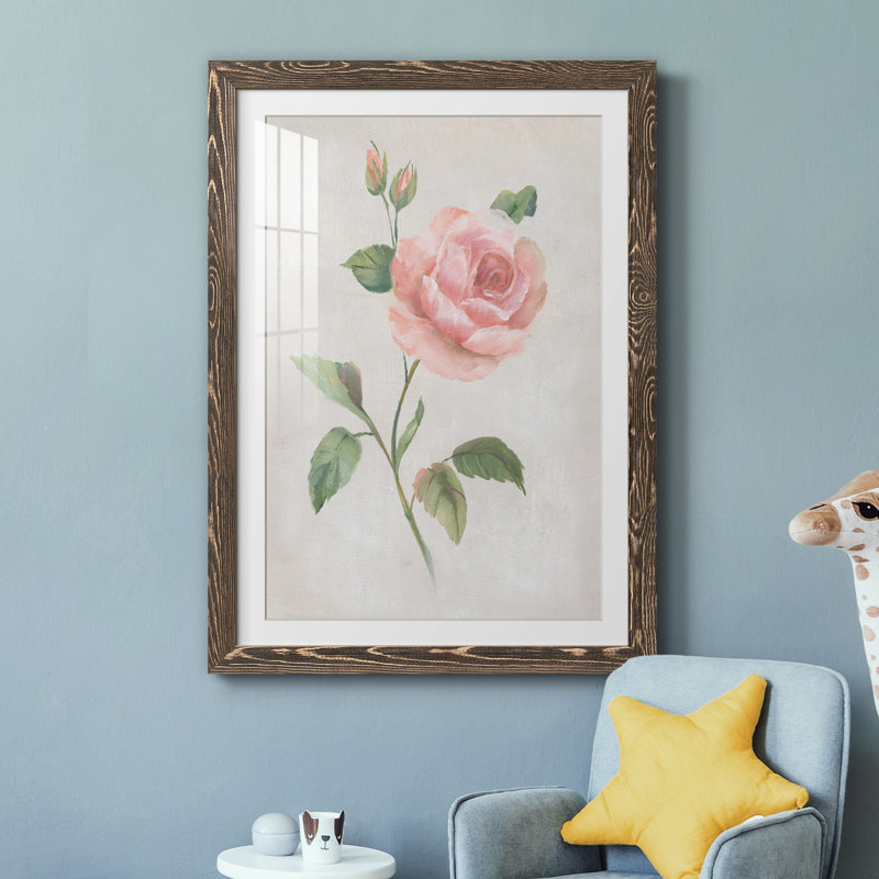 Grandiflora I - peinture encadrée, Encadré de bois de noyer, H 31,5 po x l 23,5 po x P 1,5 po