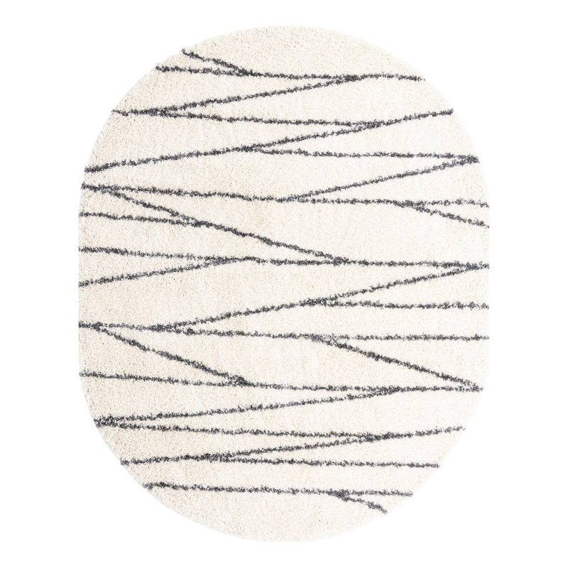 Abrahams Striped Indoor Rug, Oval 7'10" x 10'