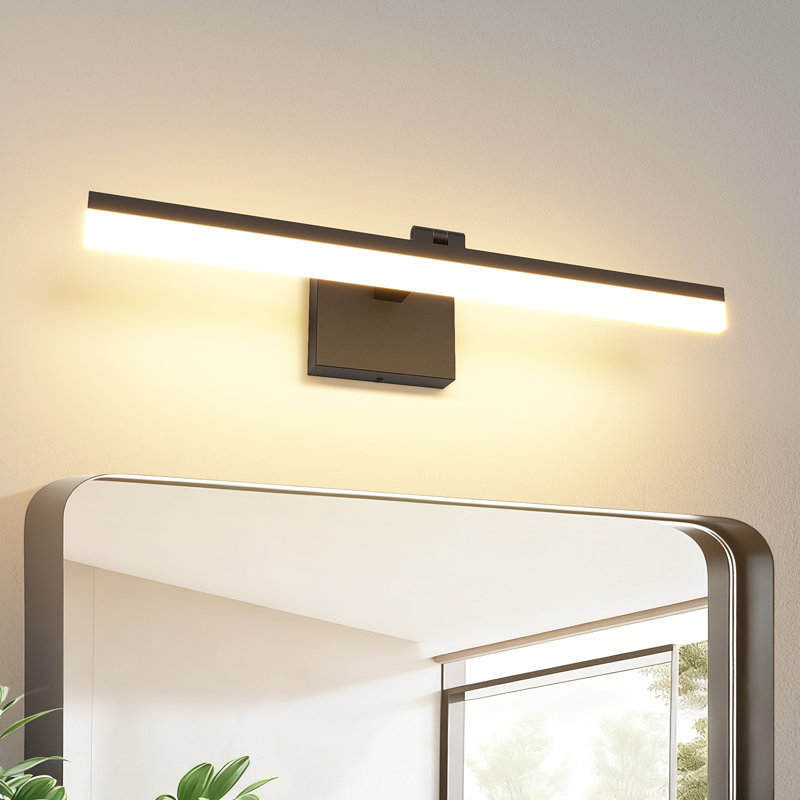 Barre d'éclairage de salle de bain 1 lumière DEL à intensité variable 18W 5CCT réglable (2500K-5300K), Noir, 5CCT