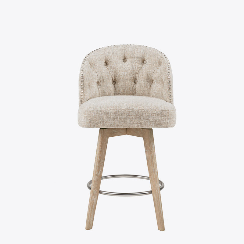 Tabouret de comptoir pivotant rembourré à 360 degrés, H 26 po, Beige