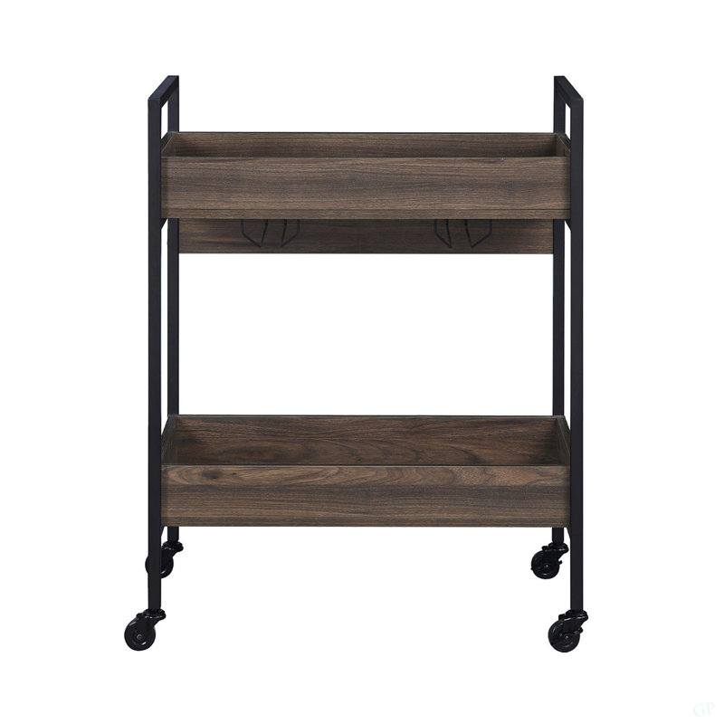 Rectangular Serving Cart With 2 Tier Shelf
