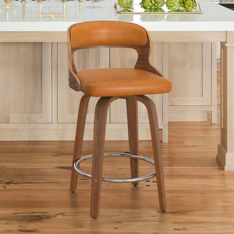 Carylon Swivel Upholstered Counter Stool, Whiskey Brown