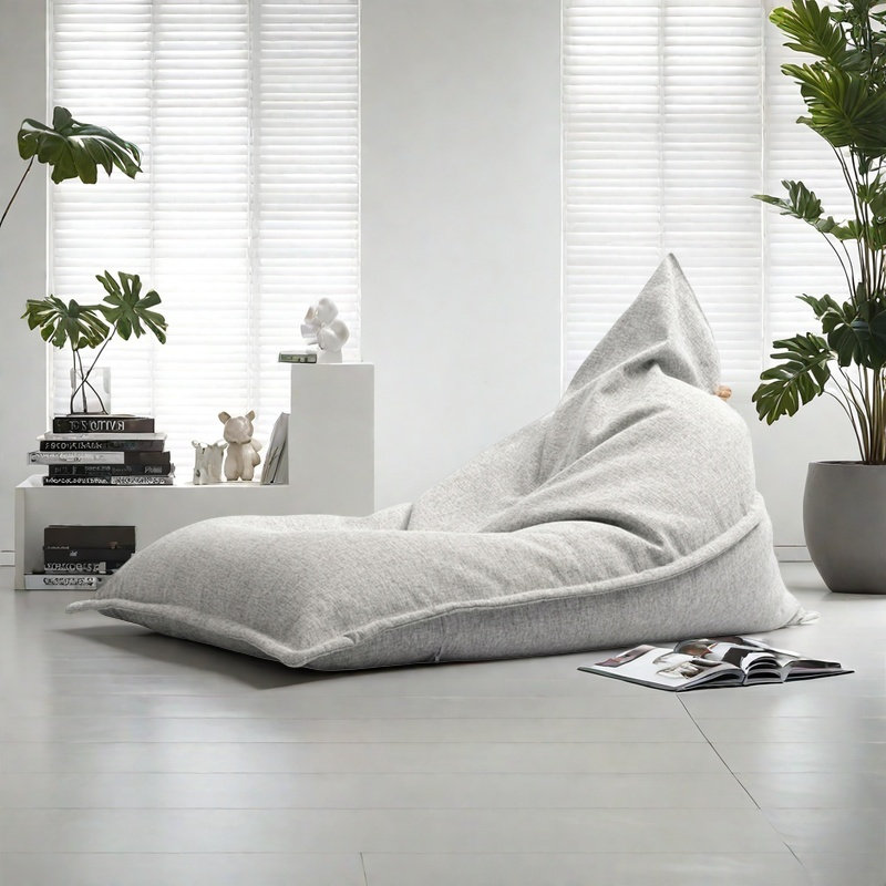 Fauteuil à billes simple et paresseux, Mélange de lin gris clair