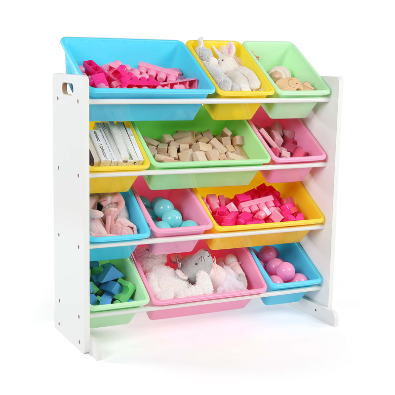 Organisateur de jouets avec bacs Rafael, Blanc / pastel