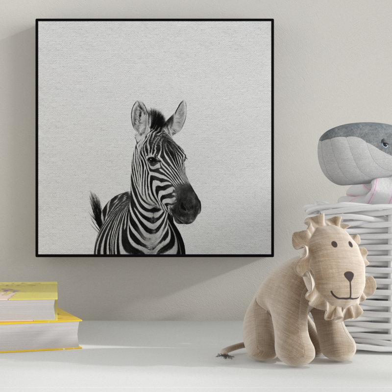 'Gazing Zebra' Floater Framed Canvas Print, 32" H x 32" W x 1.5" D