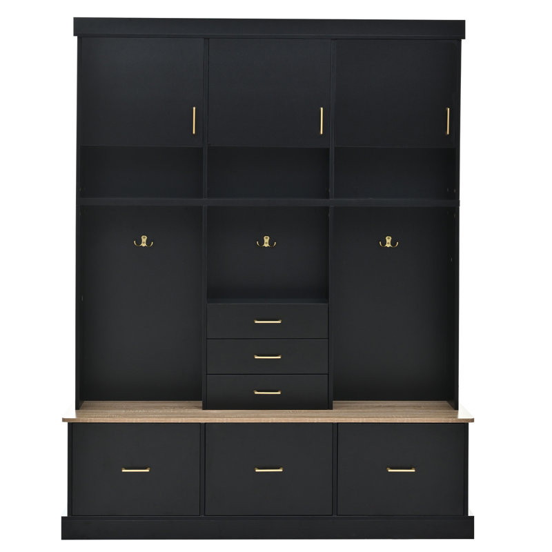 Arbre d'entrée U-Can H 75 po avec banc et rangement, Noir