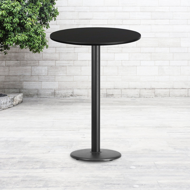 Jamey 24'' Round Laminate Table Top with 18'' Round Bar Height Table Base, Black, Pub Table (43.13” Height)