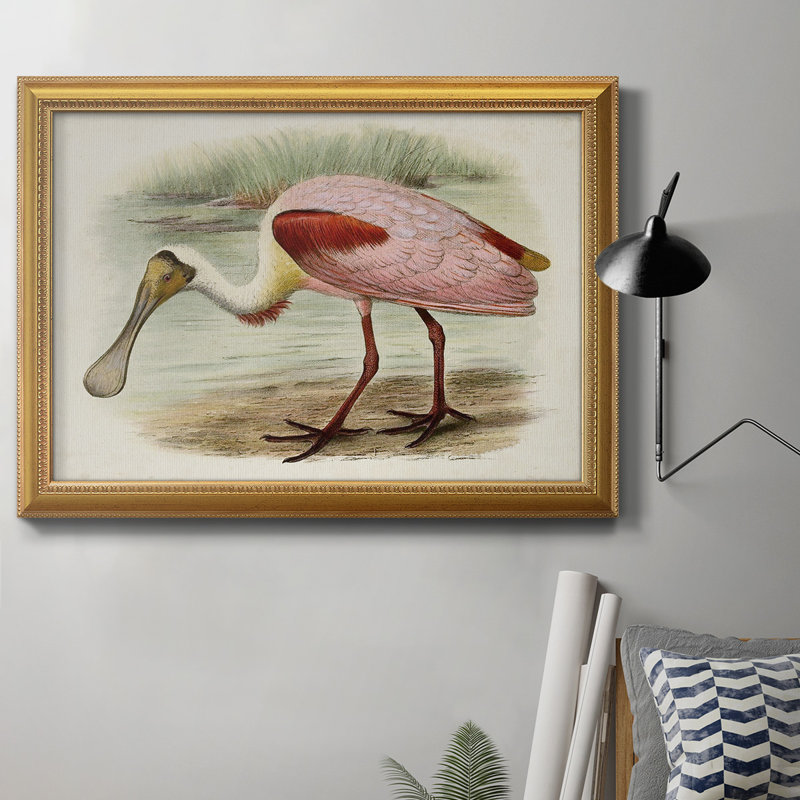 Roseat Spoonbills II - peinture sur toile encadrée, H 24 po x l 36 po