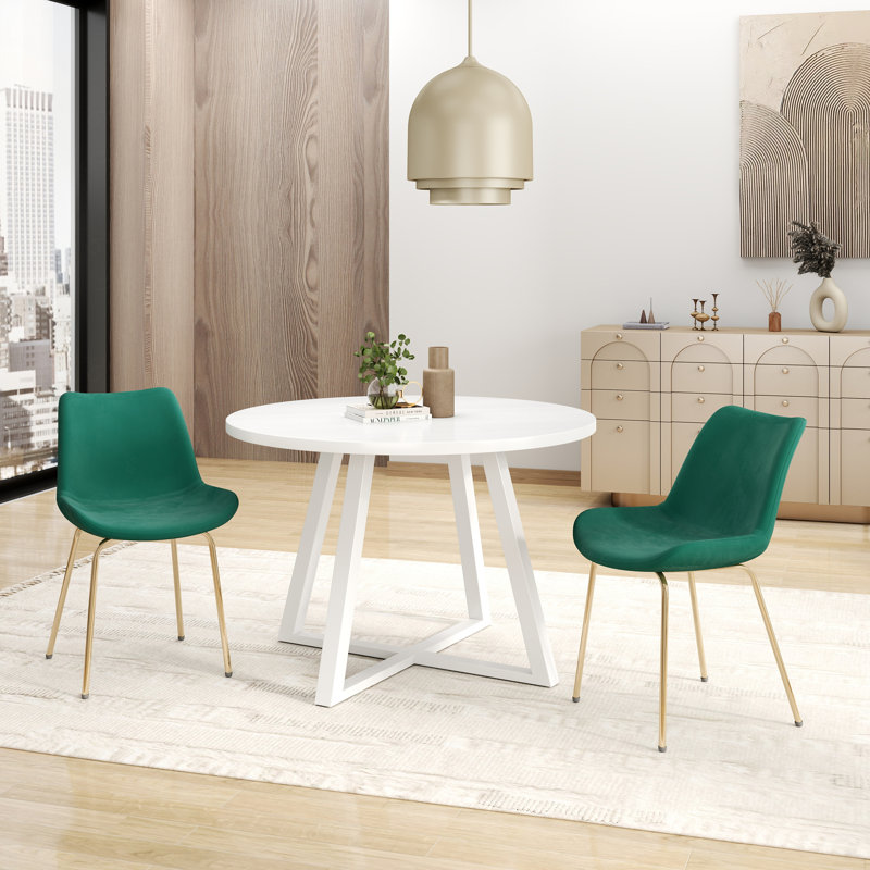Ensemble de salle à manger 3 pièces, table à manger à tréteaux et 2 chaises d'appoint, Vert