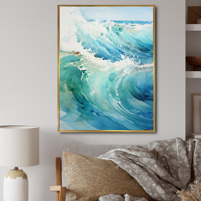 «Isamari Turquoise White Ocean Marine Majesty Mute», reproduction sur toile