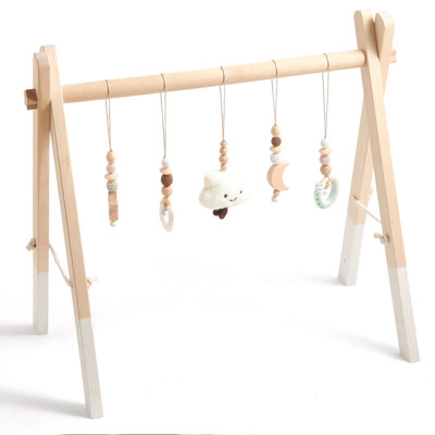 Wooden Baby Play Gym with Cloud Hanging Toys