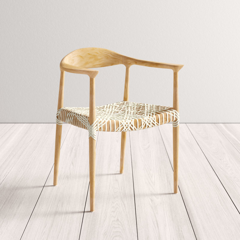 Chaise de salle à manger avec accoudoirs en cuir Kazbah, Chêne clair