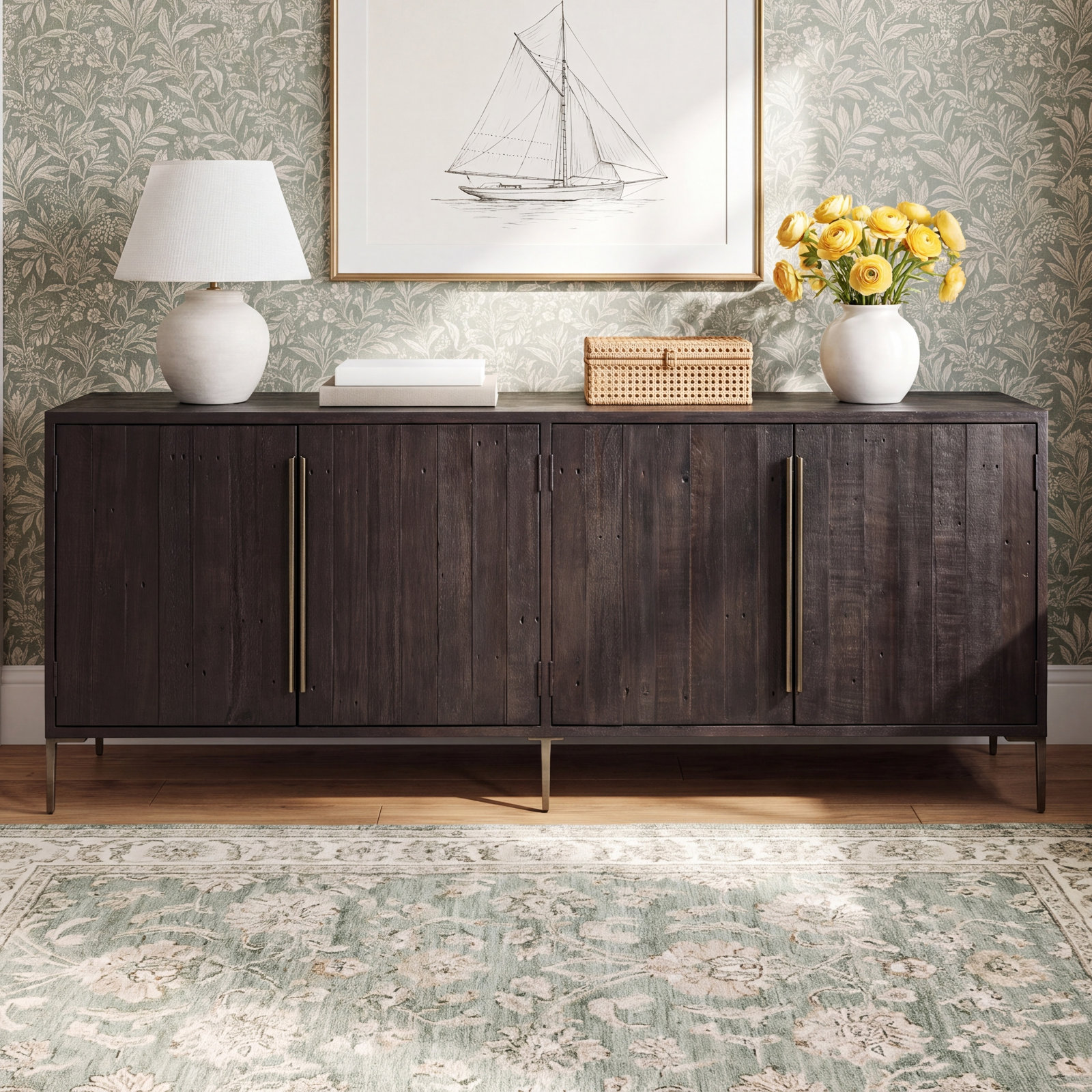 Bilbrook Credenza, Rustic Natural Oak