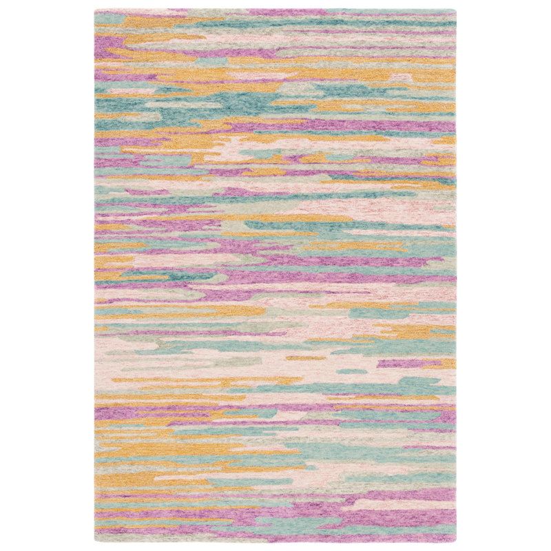 Jhelani Hand Tufted Wool Cotton Rug in Yellow/Green, Runner 2'3" x 8'