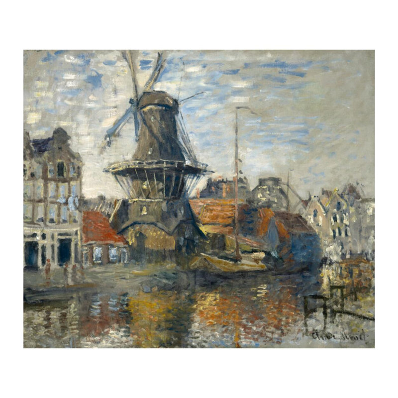 «The Windmill on the Onbekende Gracht Amsterdam» par Claude Monet - Estampe numérique, H 32 po x l 40 po