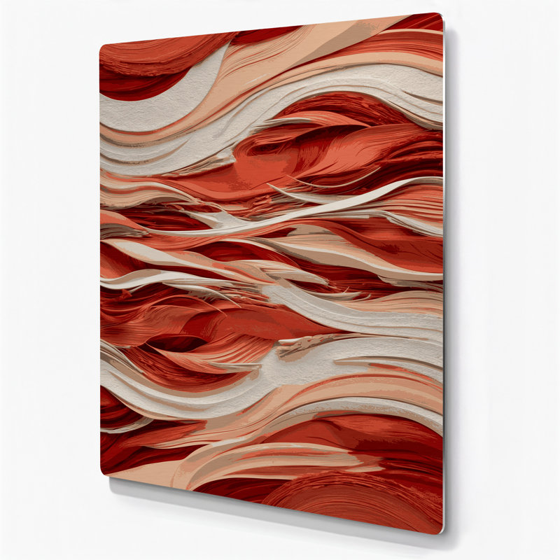Abstrait paysage 19 art mural en métal beige, H 11 po x l 14 po