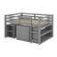 Lit mezzanine double avec armoire, tablettes et bureau
