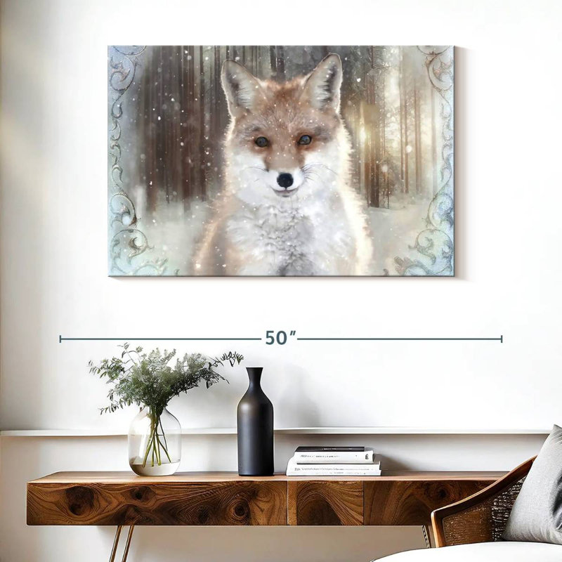 Renard d'hiver enchanté, H 26 po x l 39 po