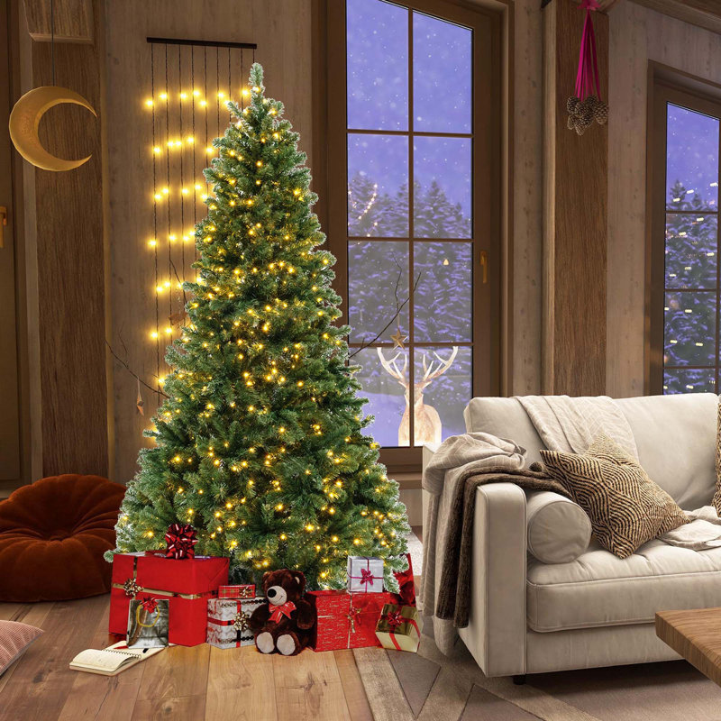 Arbre de Noël vert avec lumières, 7 pi