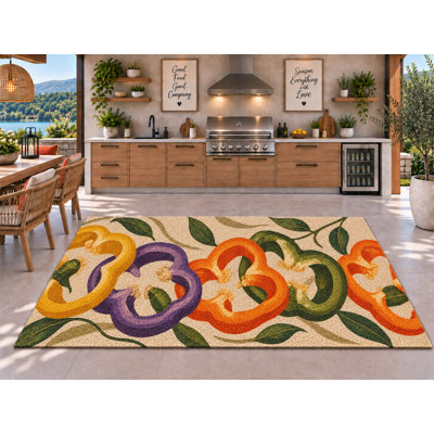 Tapis d'extérieur de 5 po x 7 po avec anneau de poivre en PVC, tapis de patio robuste et robuste, tapis d'extérieur à séchage rapide pour la terrasse de la véranda.