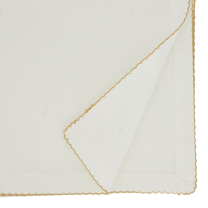 Gold Whip Stitched Cotton Table Runner, 16" x 108"