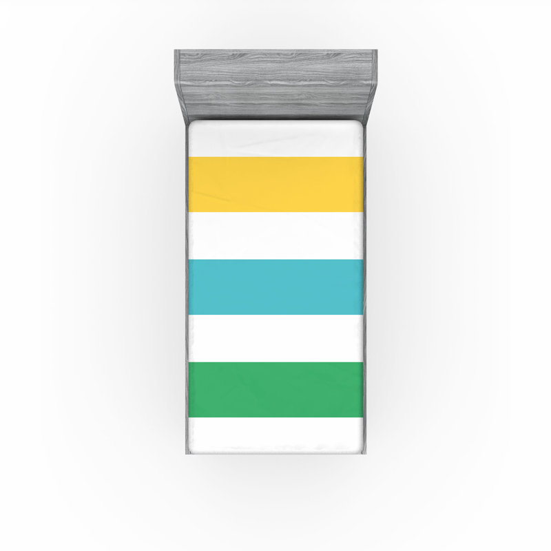 Ambesonne Striped Fitted Sheet 2-Pack Rainbow Pattern Multicolor, Twin Fitted Sheet