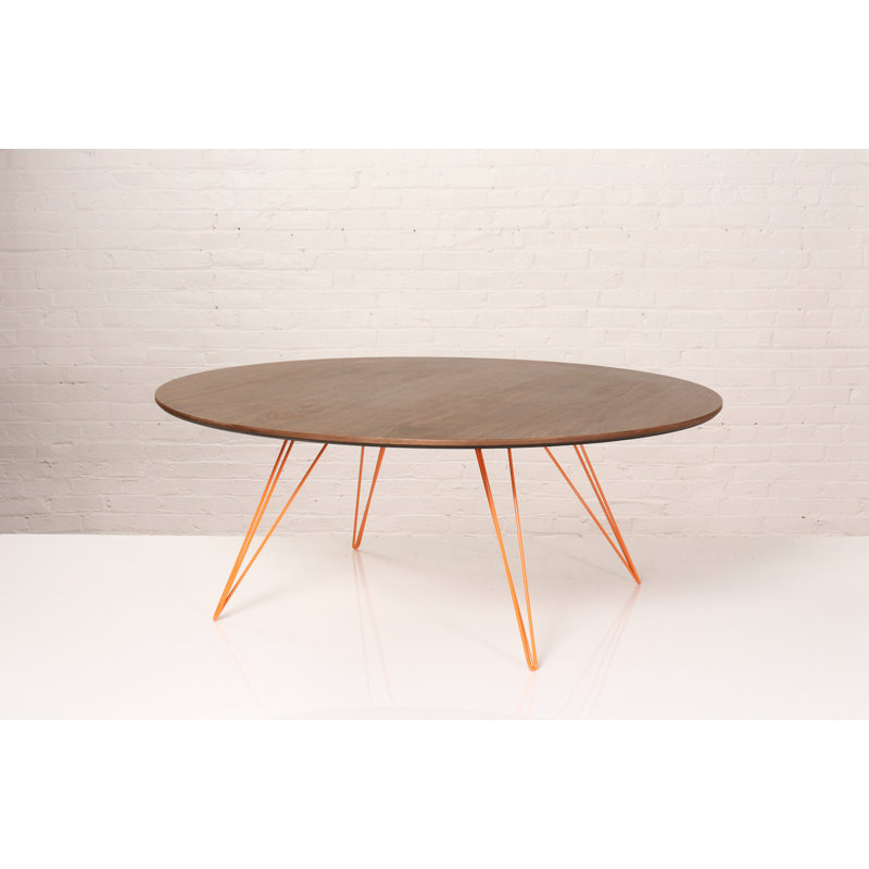 Williams Single Coffee Table, 18" H x 46" L x 46" W, Orange, Walnut