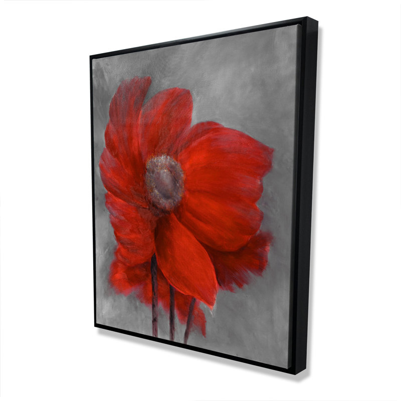 Fleur rouge dans le vent - Décoration florale sur toile de salon