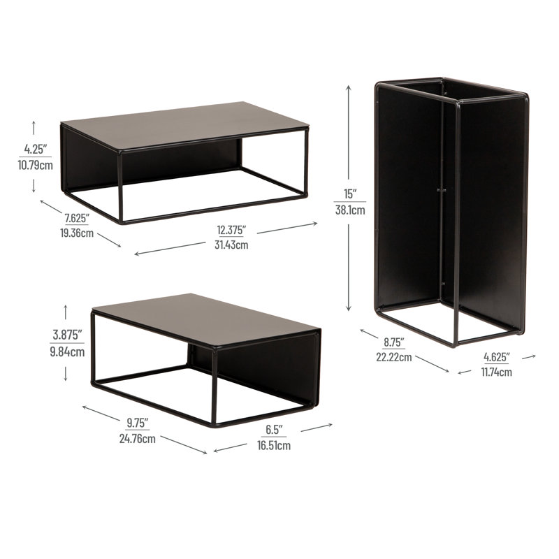  Ensemble de 3 élévateurs de bureau en métal pour bureau, ordinateur portable et bureau, ensemble de 3, noir