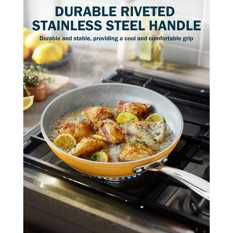 Cook N Home 9.5-inch Non Stick Frying Pan Skillet Hard Anodized Healthy Ceramic Nonstick Cookware - Thumbnail 2