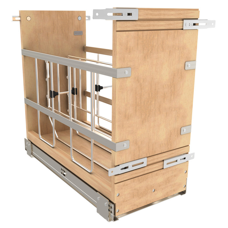 Rev-A-Shelf Wood Bakeware Pullout Organizer with Soft-Close for Baking Sheets, Platters, and Pans, 8.75" W