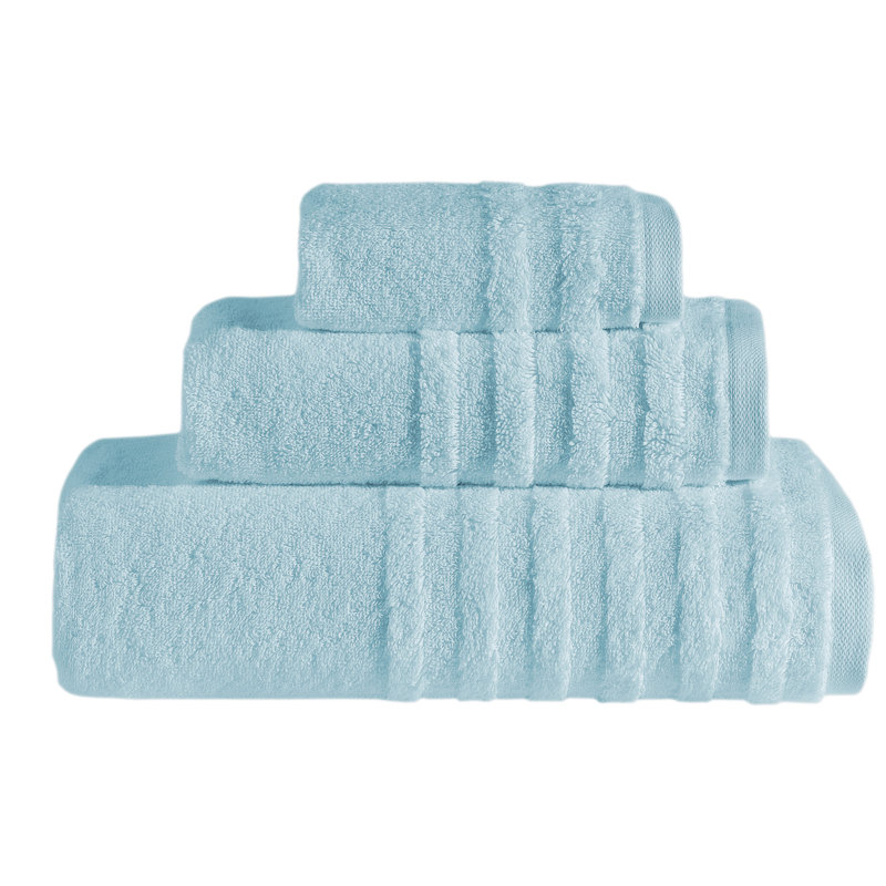 Ensemble de serviettes 100% coton 3 pièces Dorothea par SaaSoh, Bleu glacial