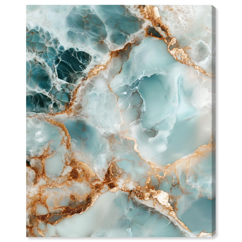 «Teal Marble Majesty», art abstrait bleu sarcelle par , Toile tendue, H 20 po x l 16 po