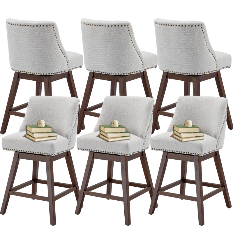 Fabric Swivel Counter Height Bar Stools(Set of 6), Beige